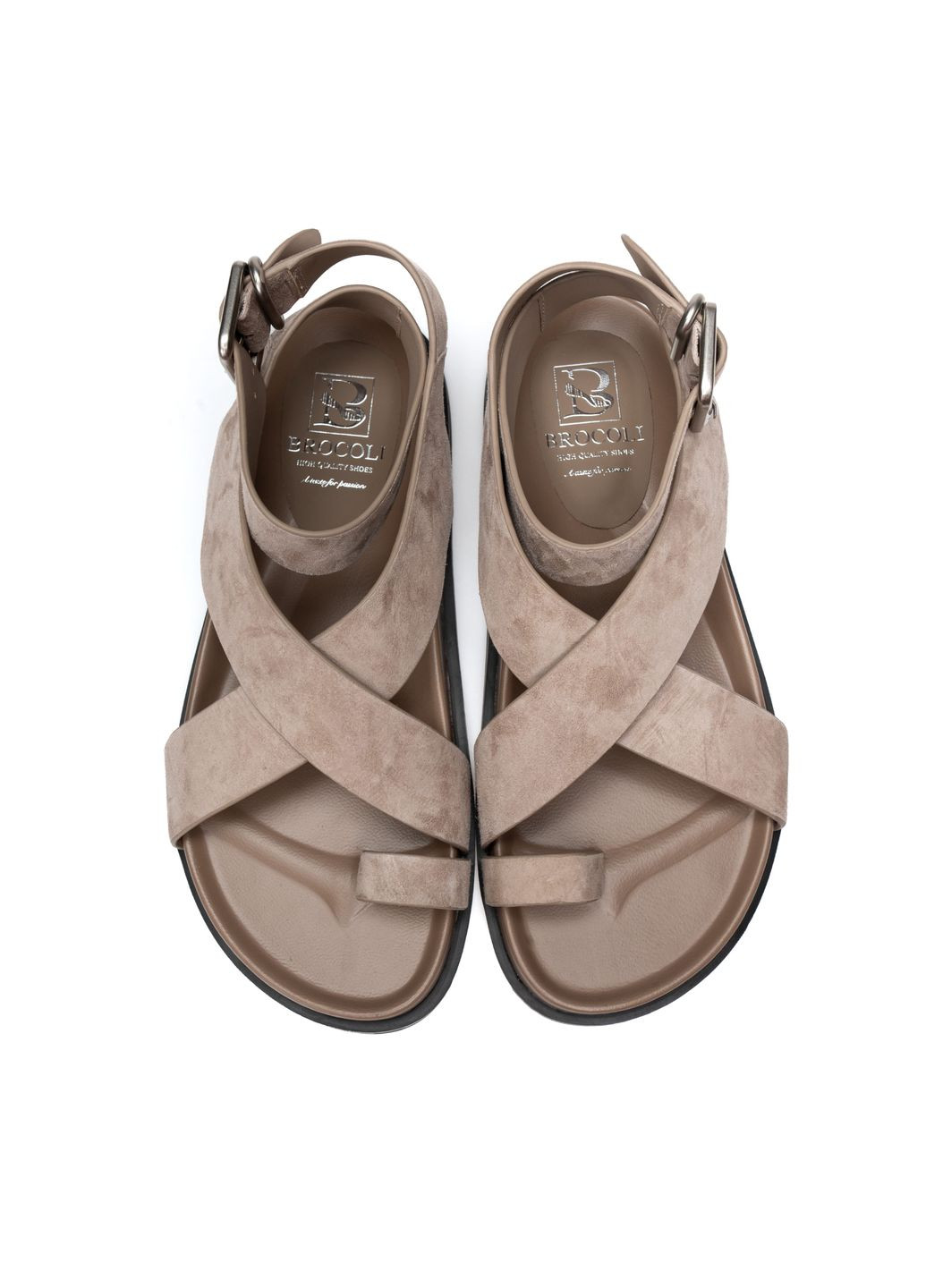 Бежевые босоножки 01622 светло-бежевые Brocoli с ремешком