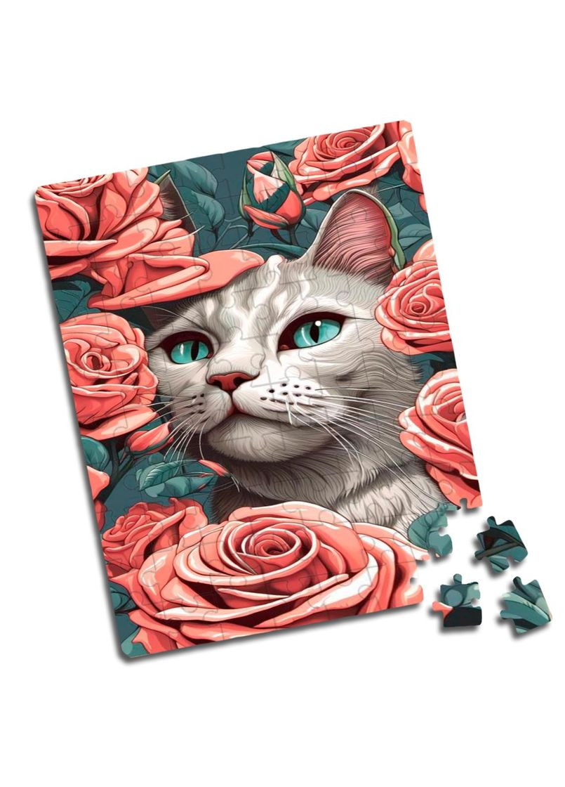 Пазл Котик и цветы A4 80 элементов No Brand (309156479)