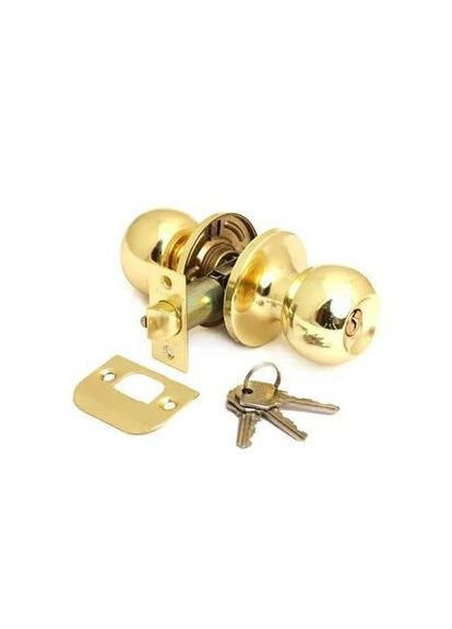Ручка дверная круглая с защелкой KEDR D672ET с ключом (золото) Avers (361150470)