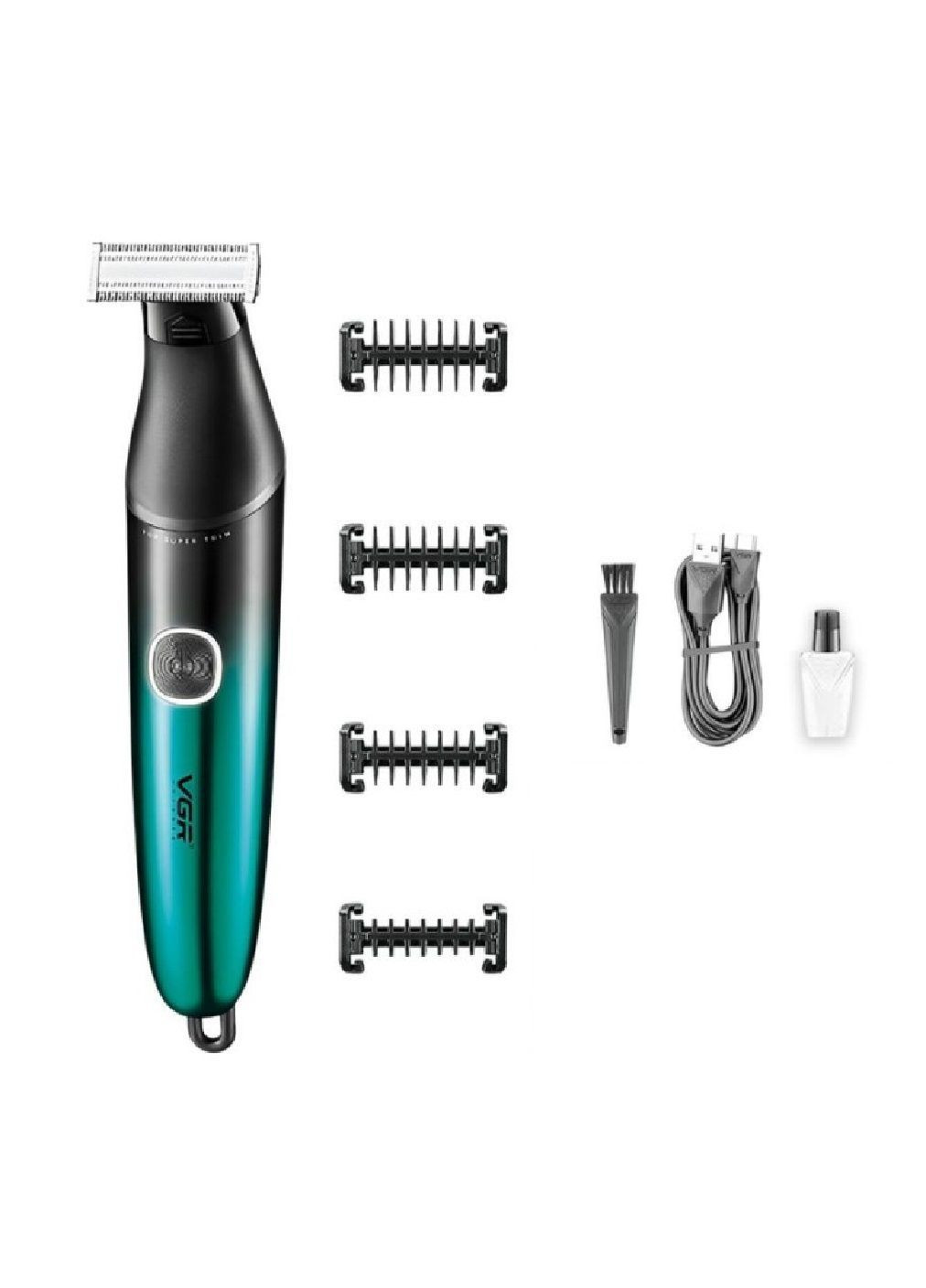 Тример бритва водонепроникний акумуляторний з індикатором заряду насадками 4 штуки для стрижки бороди вусів (482307-Prob) Unbranded (373332449)