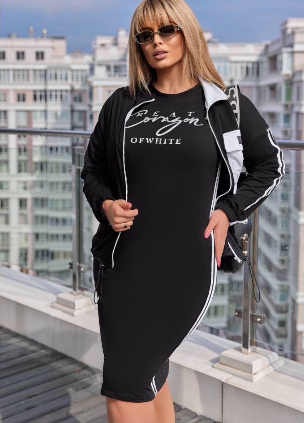 Костюм-двійка з лампасами: сукня + кофтинка Україна (322182506)