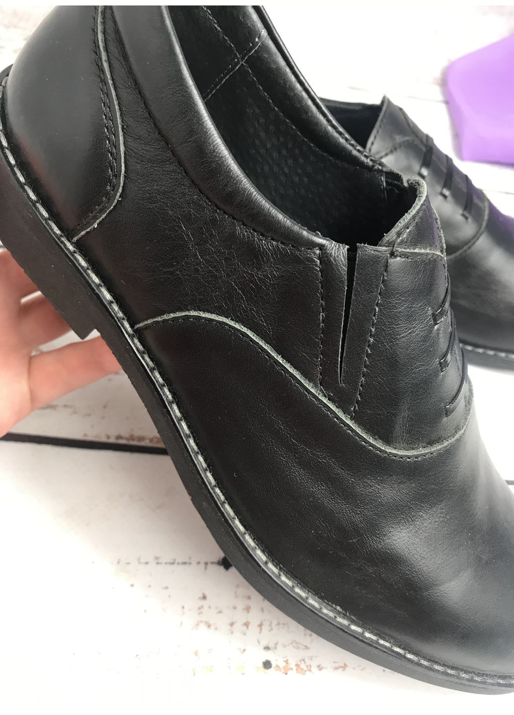 Черные туфли детские для мальчика черный (961) на резинке Jordan