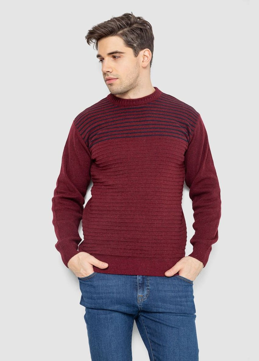 Бордовый зимний свитер мужской в полоску Ager 161R1029