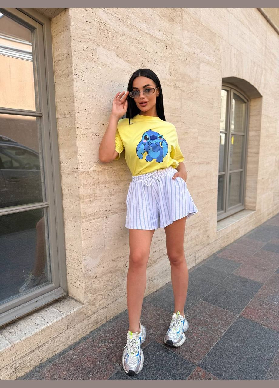 Жіночий літній костюм футболка з принтом та шорти-спідниця MonCher (335878643)