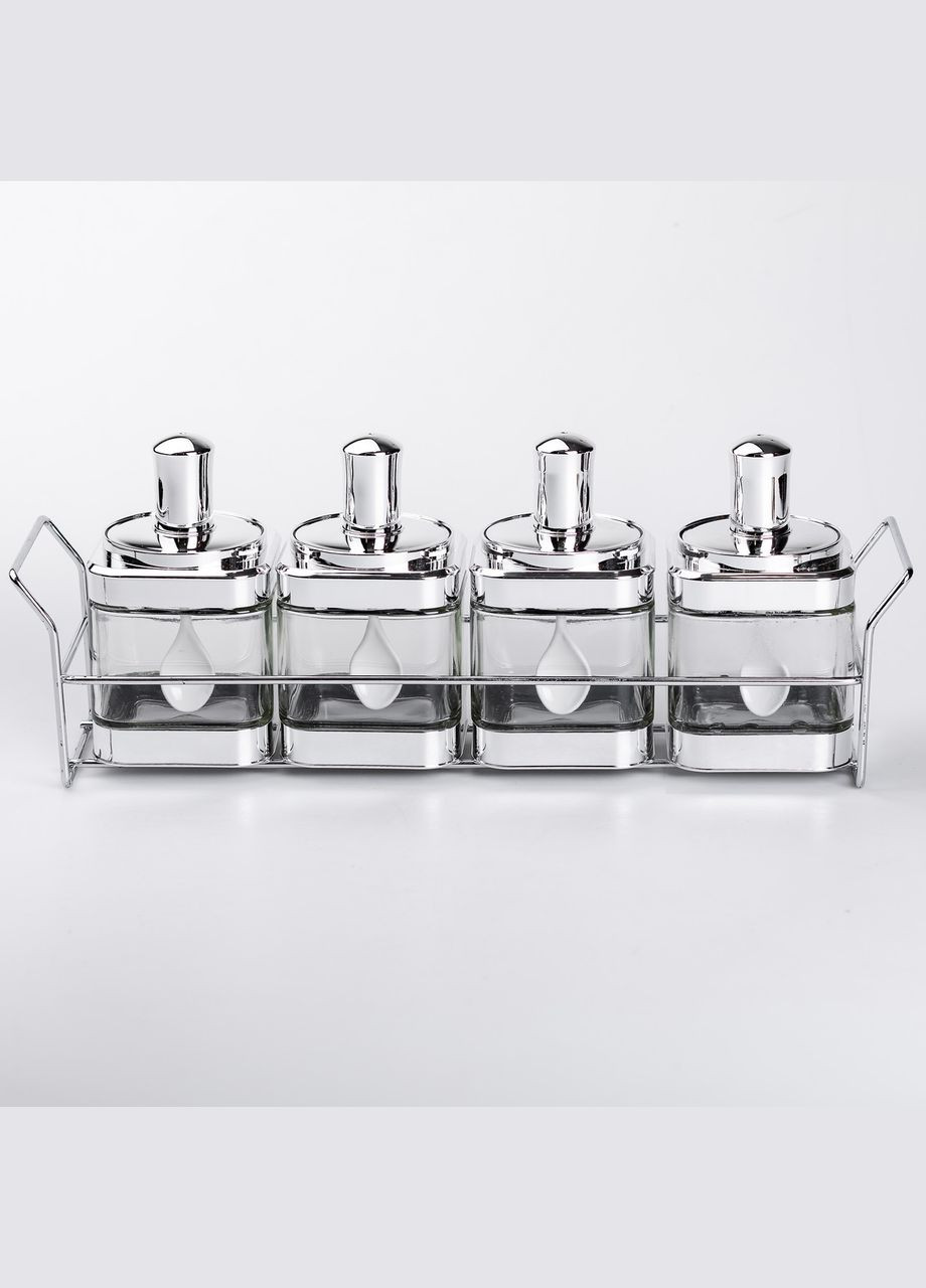 Набір банок для сипучих продуктів 4 штуки 350 мл скляні на підставці HP-1340 Yiwu (322654076)