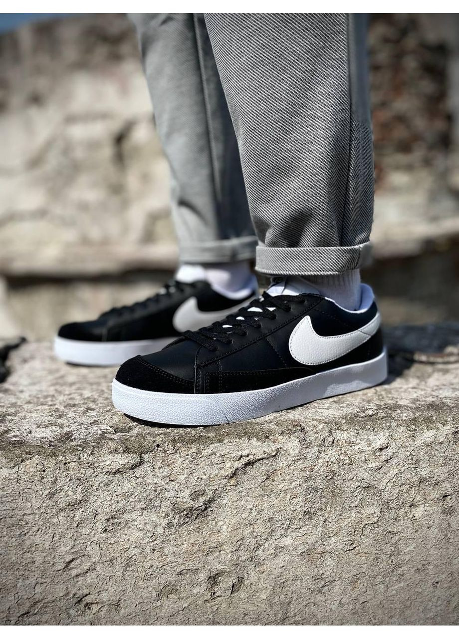 Черные демисезонные кроссовки мужские nike blazer low black white v2 найк блейзер No Brand
