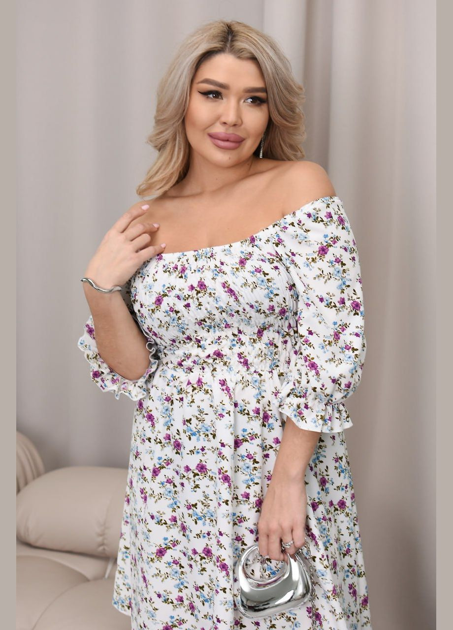 Белое повседневный платье No Brand с цветочным принтом