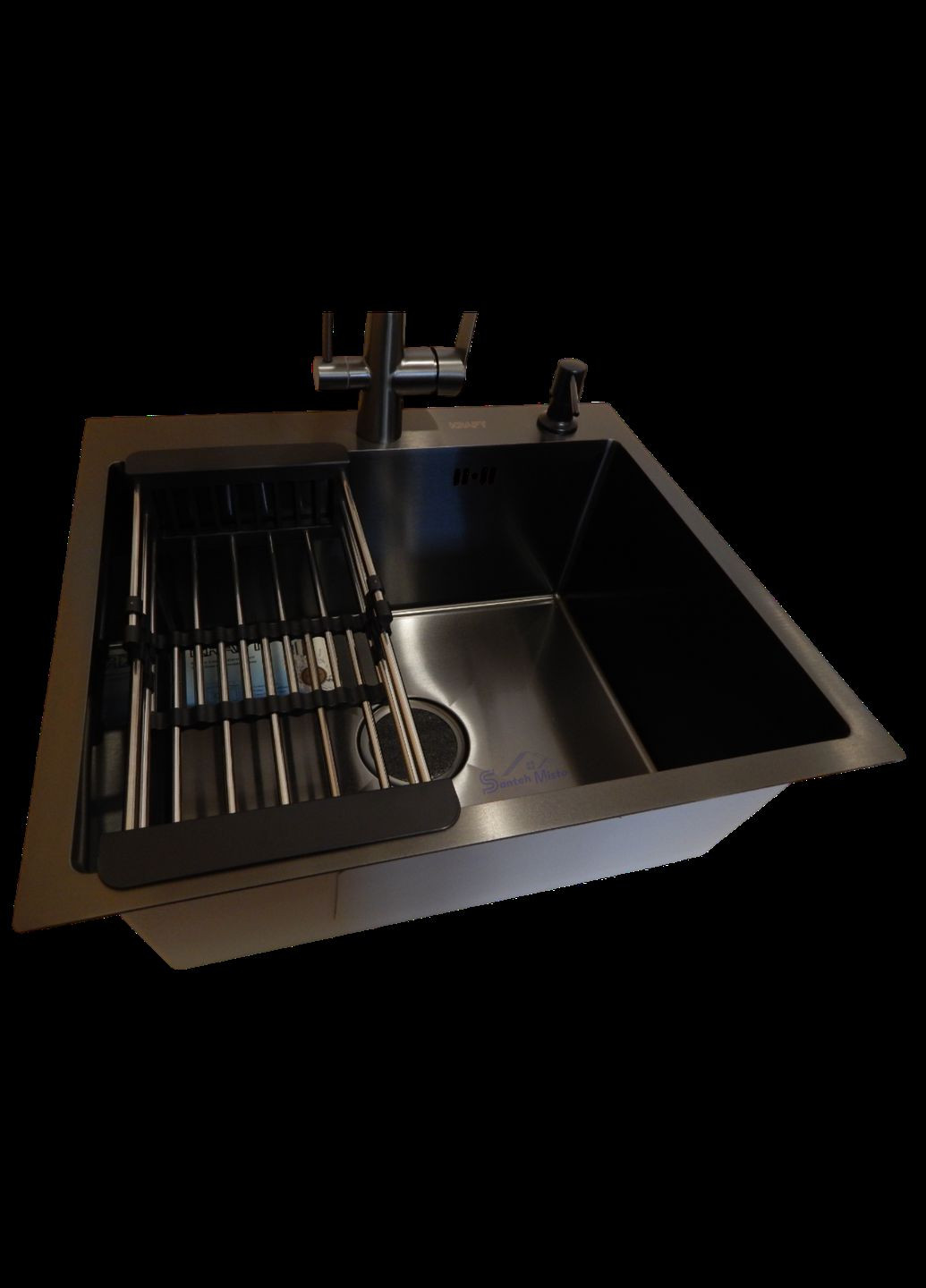 Кухонная мойка 4-в-1 (комплект) черная HS 540Х480 NANO BLACK PVD (3.0/1.0 мм) Kraft (347324529)