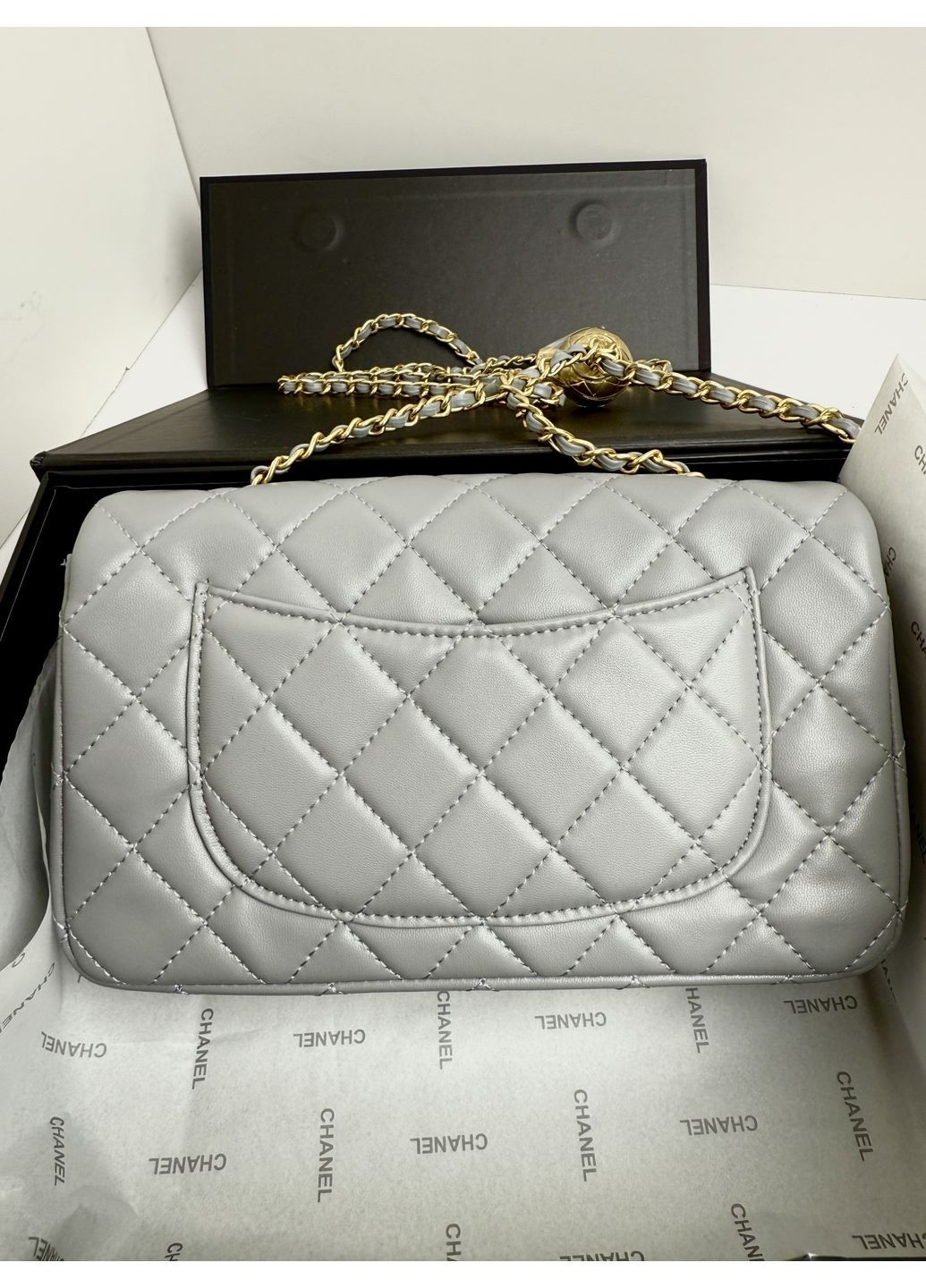 Сумочка жіноча кросбоді шкіряна сіра Сумка chane шанель No Brand (369667929)