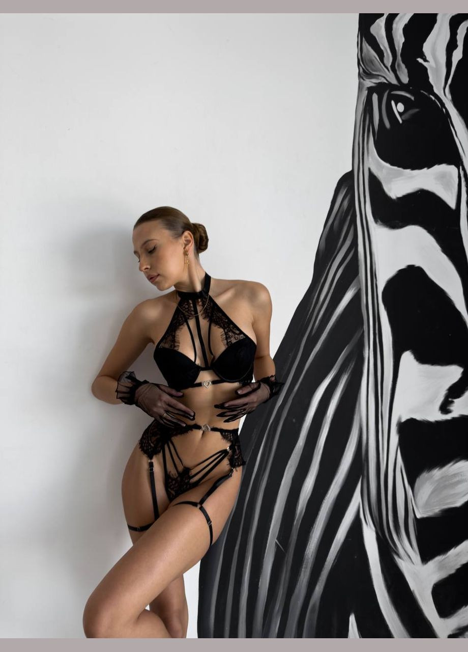 Черный элегантный комплект с роскошным кружевом Luna