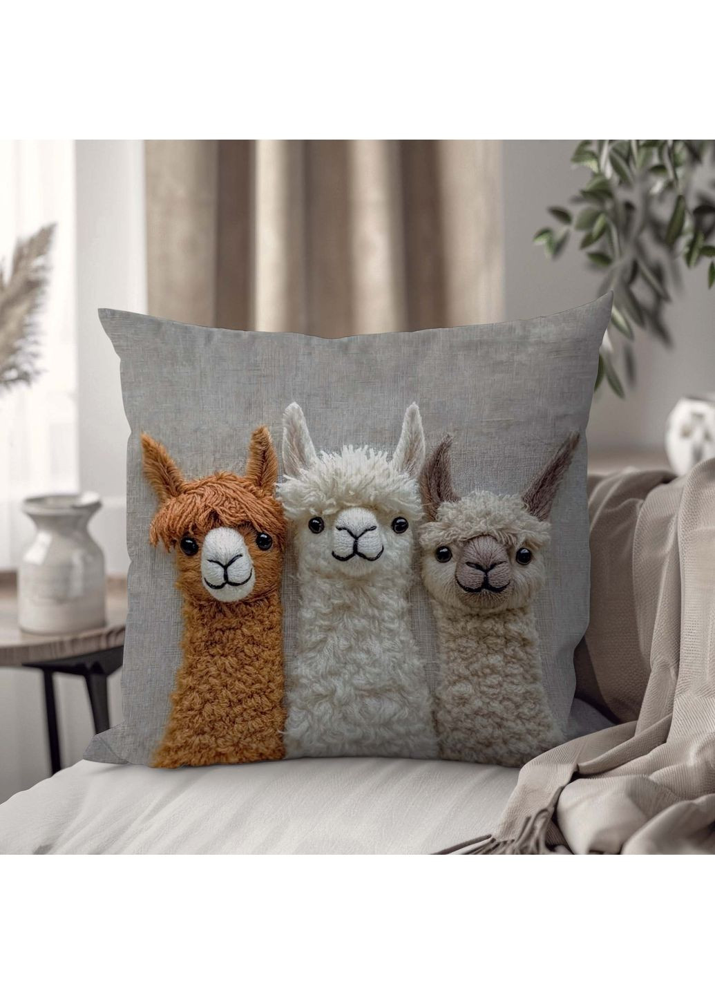 Декоративная подушка "Альпака,лама", 45×45 см, 3D принт / 1312045UA WONKEY (359448139)
