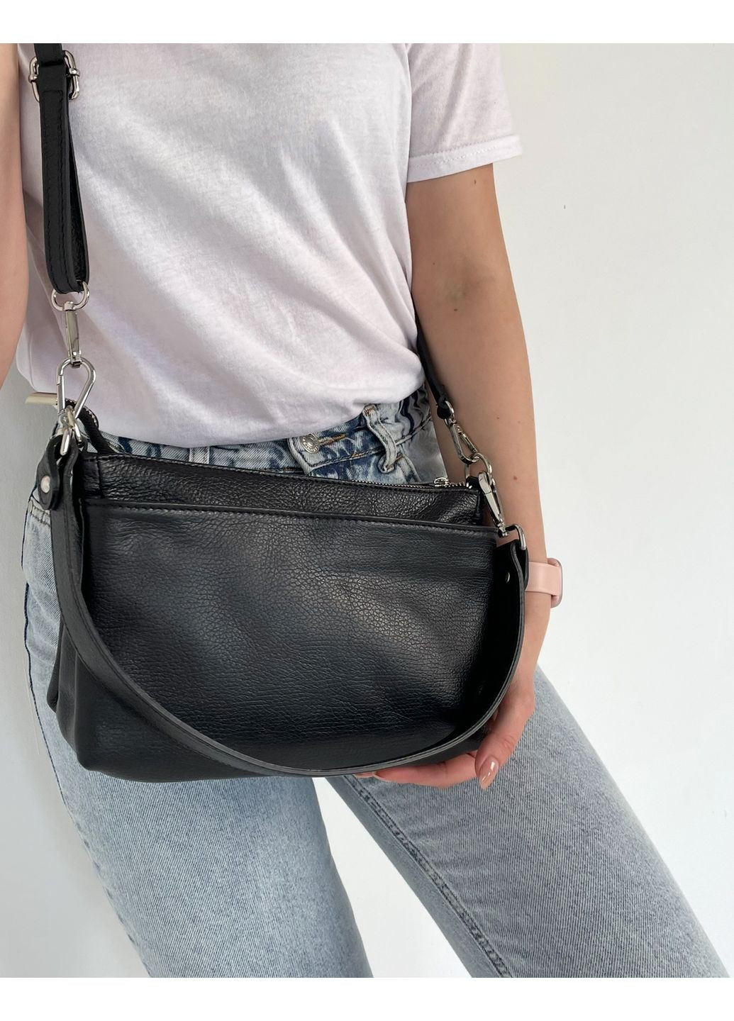 Сумка шкіряна жіноча Італія – 3 відділення, короткий і довгий ремінець, кросбоді Virginia Conti Кросбоді (341251974)