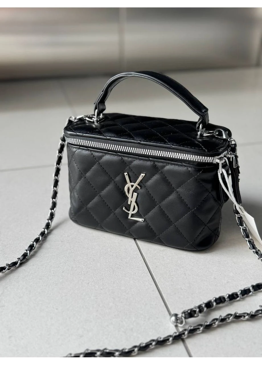 Сумка жіноча Ів Сен Лоран Yves Saint Laurent Black/Silver Lambskin класична бочечка чорна саквояж No Brand (385619995)