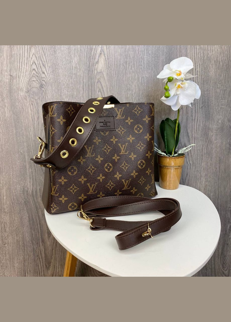 Женская городская сумочка с широким ремешком Коричневый (1096ДКк) No Brand сумка (338431518)