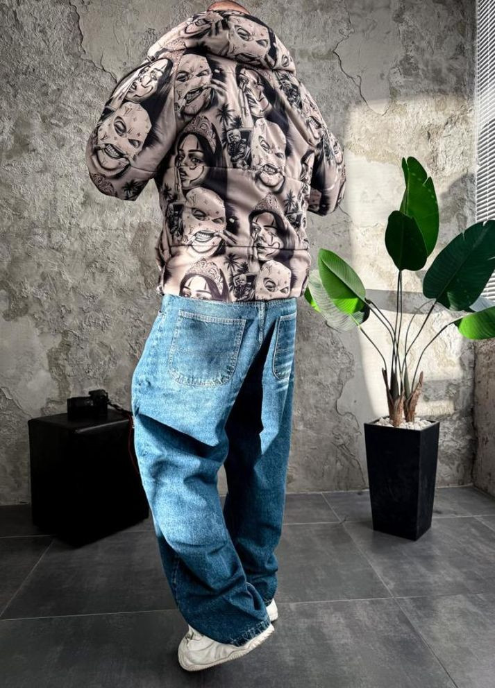 Біла зимня куртка зимова зі знімним капюшоном чоловіча No Brand