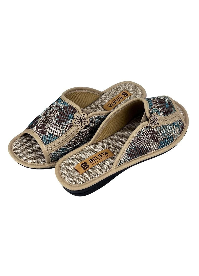 Бежевые домашние тапочки женские текстильные бежевые 166-1 Белста