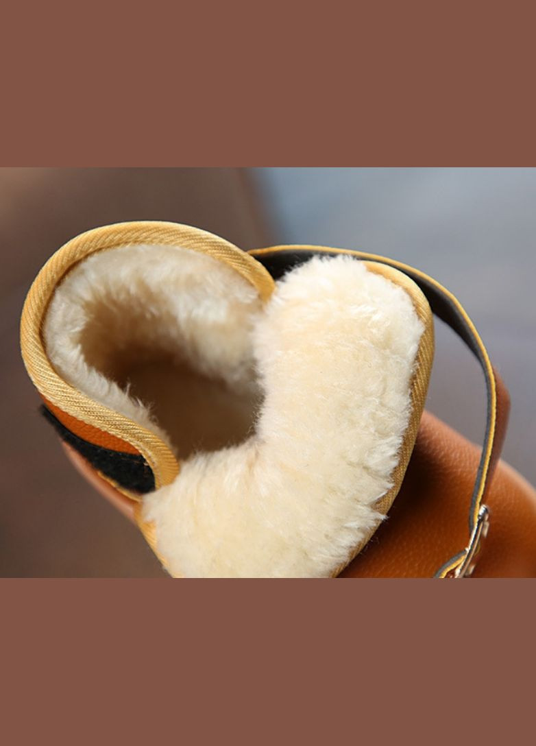 Цветные зимние угги детские xia с мехом pu-кожа желтые. No Brand