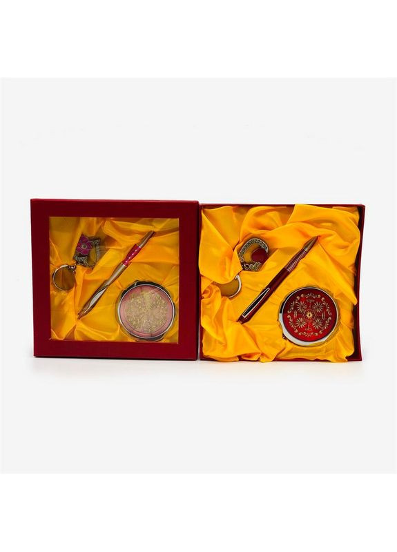 Подарочный набор металлический (ручка + косметическое зеркало + брелок No Brand (366197701)