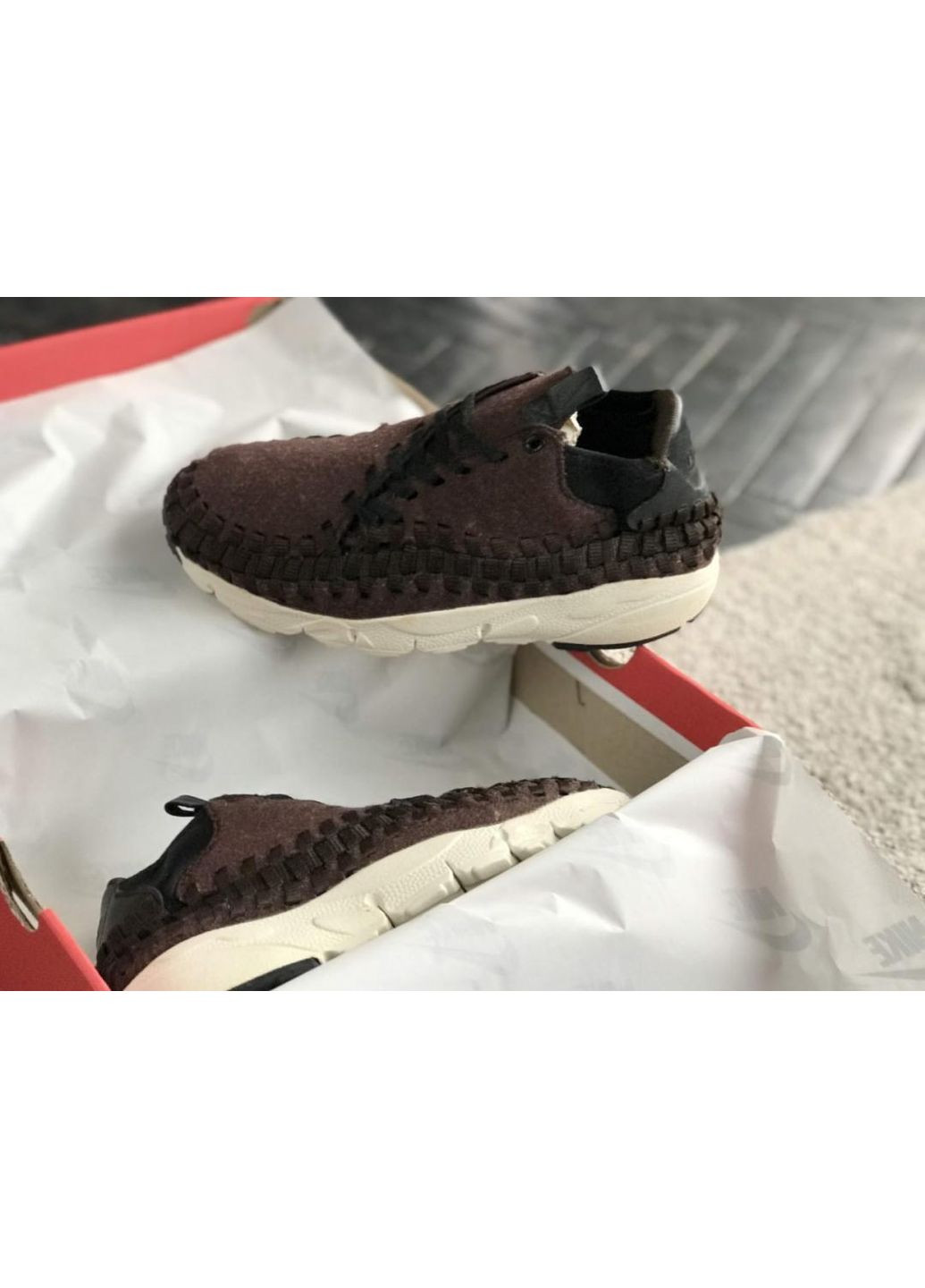 Білі Осінні кросівки чоловічі nike footscape woven brown найк No Brand