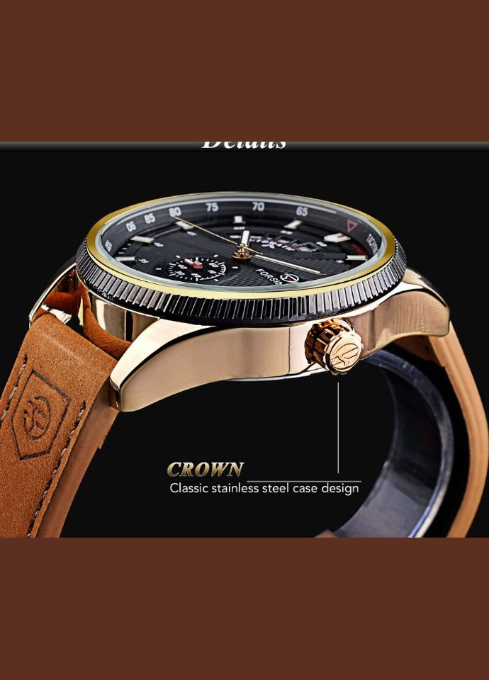 Чоловічий механічний наручний годинник Forsining GMT1218-2 Original коричневий Winner (336551772)