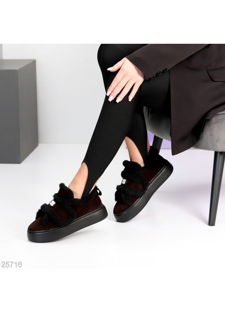 No Brand Зимові лофери коричневий з натуральна замша, — зима (368375865)