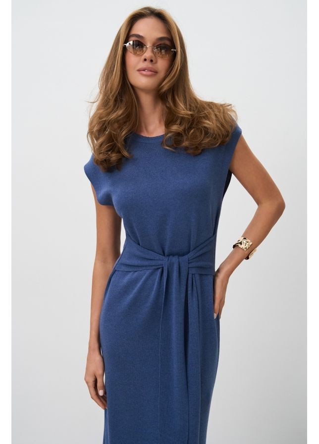 Синее повседневный женское платье удлиненное прямого силуэта (2869) Triko Bakh