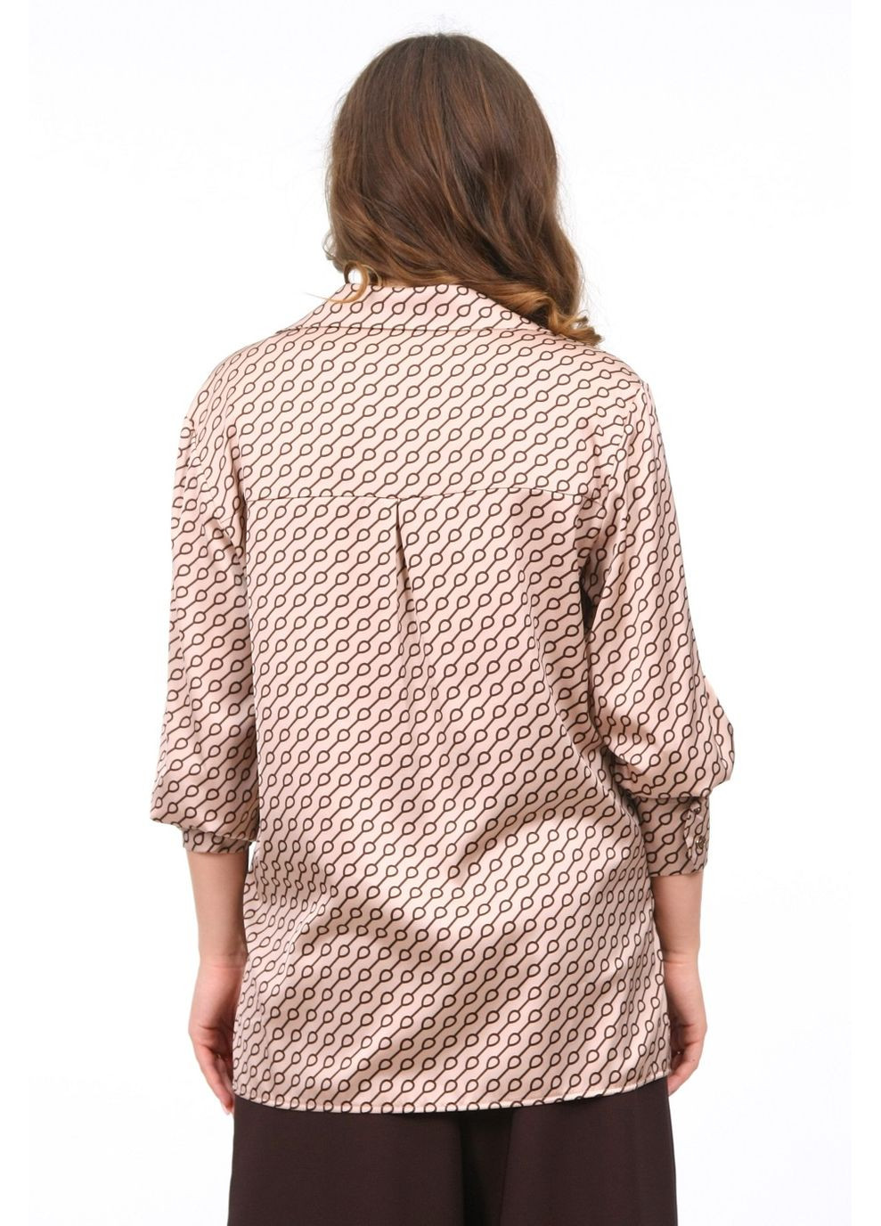 Бежева блузка - сорочка жіноча 0653 ланцюги шовк армані бежевий Актуаль
