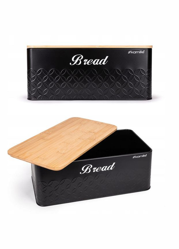 Хлібниця з трьома банками КМ-1127 4 предмети чорна Kamille (336874495)