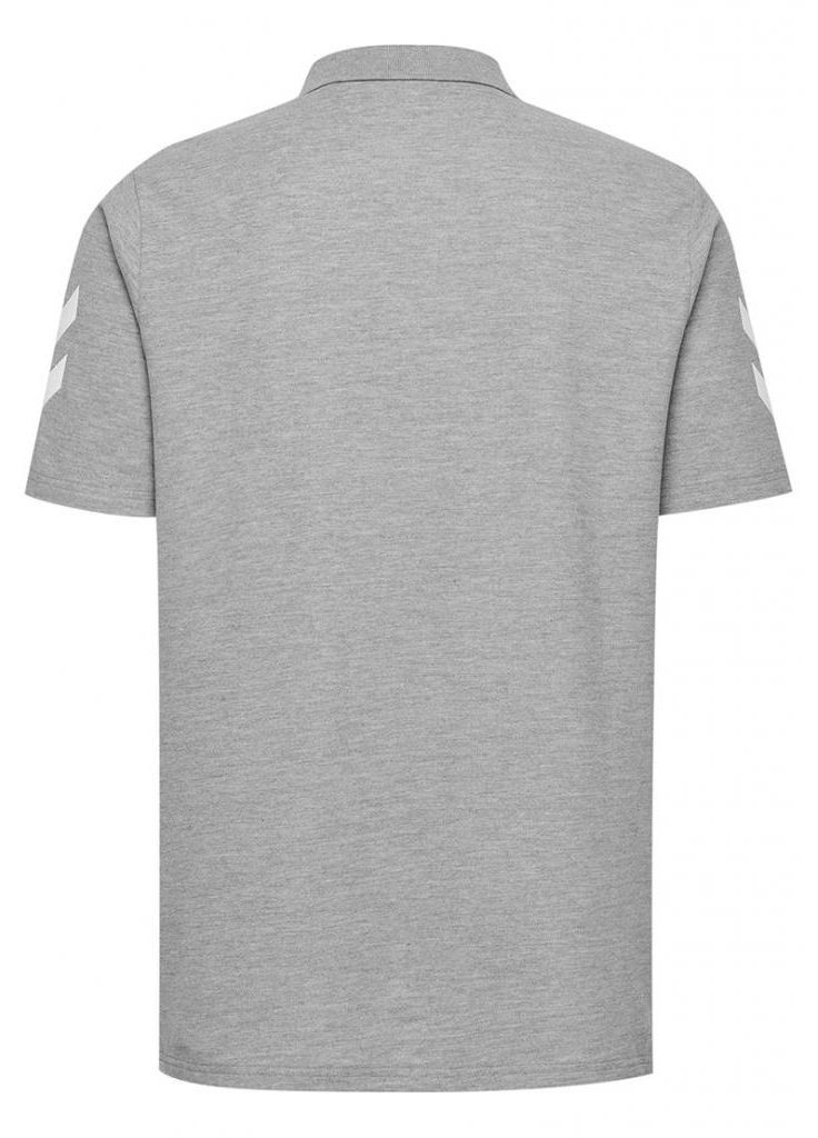 Серая футболка-поло для мужчин Hummel с надписью