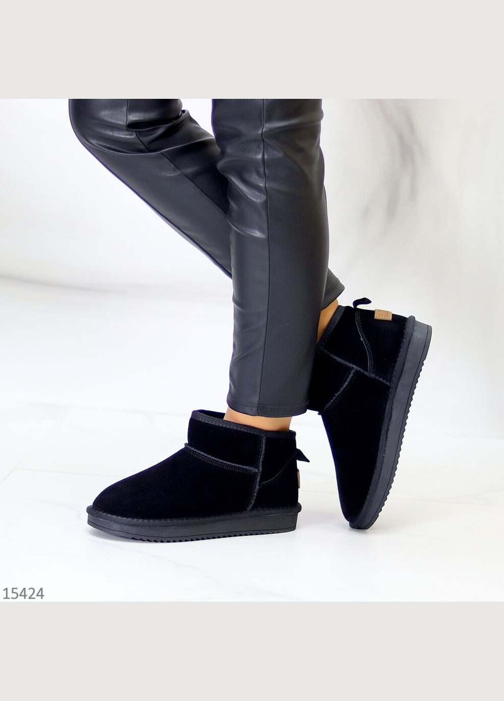 Низкие угги натуральная замша, зимние угги, уги, миниугги, зимние сапожки ITTS Fluff (304727176)