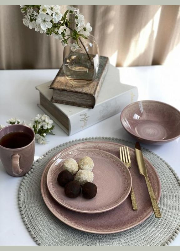 Тарелка десертная Stoneware розовая 19,5см. Кактус (292714234)