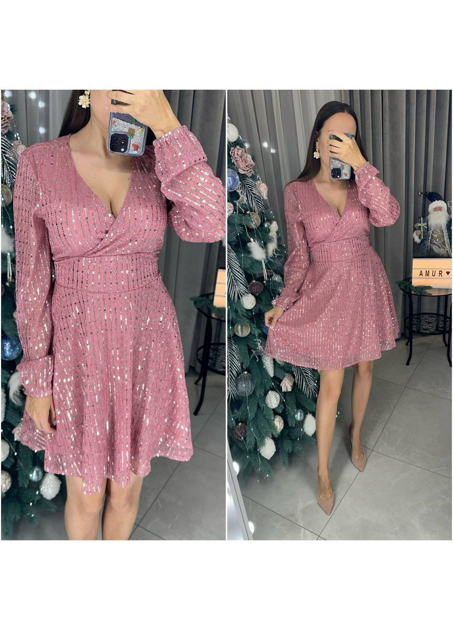 Пудрова святковий, вечірня, кежуал жіноча сукня святкова а-силует Style Point однотонна