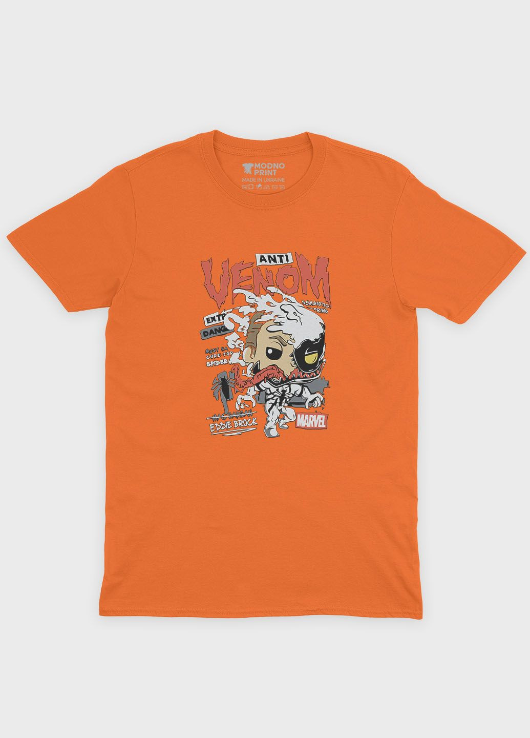 Помаранчева демісезонна футболка для хлопчика з принтом суперзлодія - веном (ts001-1-ora-006-013-018-b) Modno