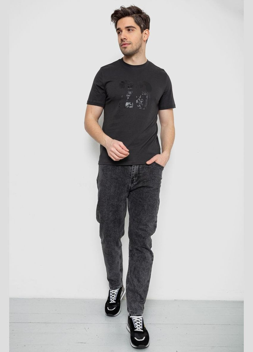 Темно-сіра футболка чоловіча з принтом, колір білий, 241r1906 Ager