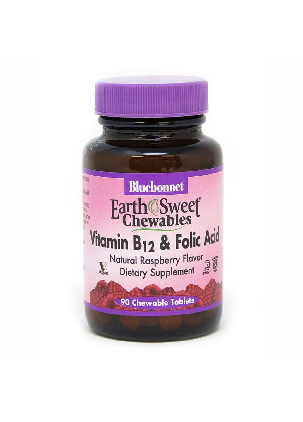 Вітаміни та мінерали Bluebonnet Earth Sweet Chewables Vitamin B12 and Folic Acid, 90 жувальних таблеток Bluebonnet Nutrition (293482352)