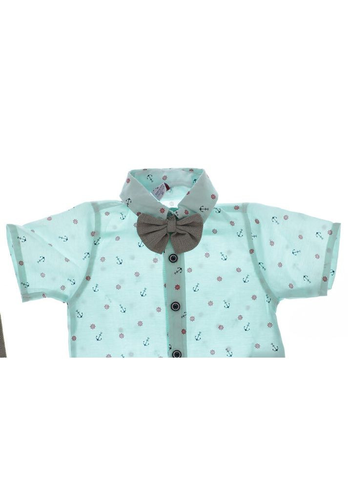 Зеленый летний рубашка с шортами для мальчика трикотажные с якорем зеленый 80 см (31289) BABYKROHA