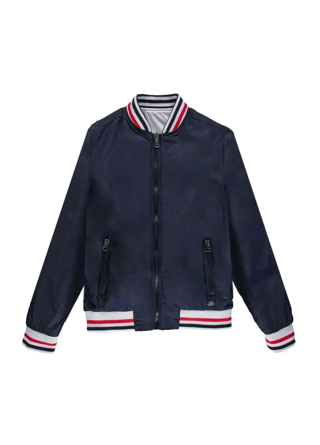 Синя демісезонна куртка бомбер для хлопчика двостороння 191mhaa006-286 синій, білий MEK