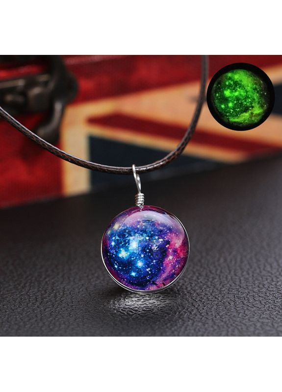 Гарний світний кулон на шию, прозора кулька космічний "Galaxy" (фіолетовий) China (366874796)