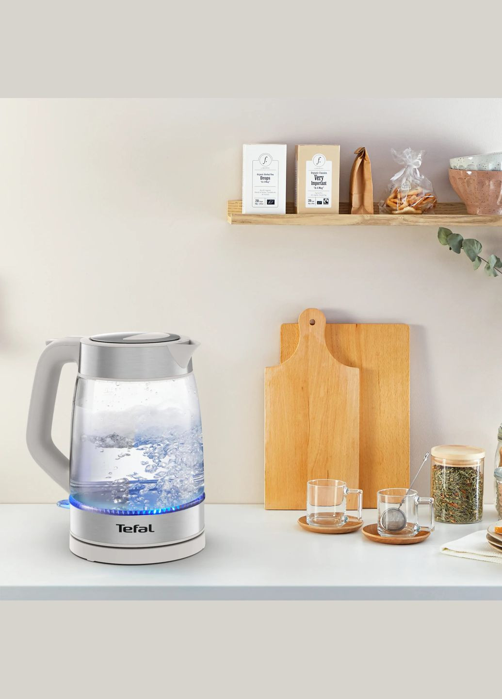 Електрочайник Glass Kettle 1.7л, скло, з підсвіткою, сріблясто-сірий Tefal (314747285)
