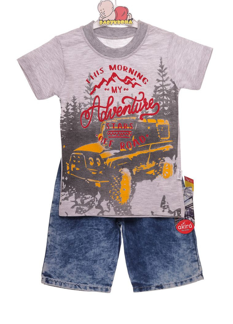 Серый летний футболка с шортами для мальчика джинсовые star's серые 122 см (31310) BABYKROHA