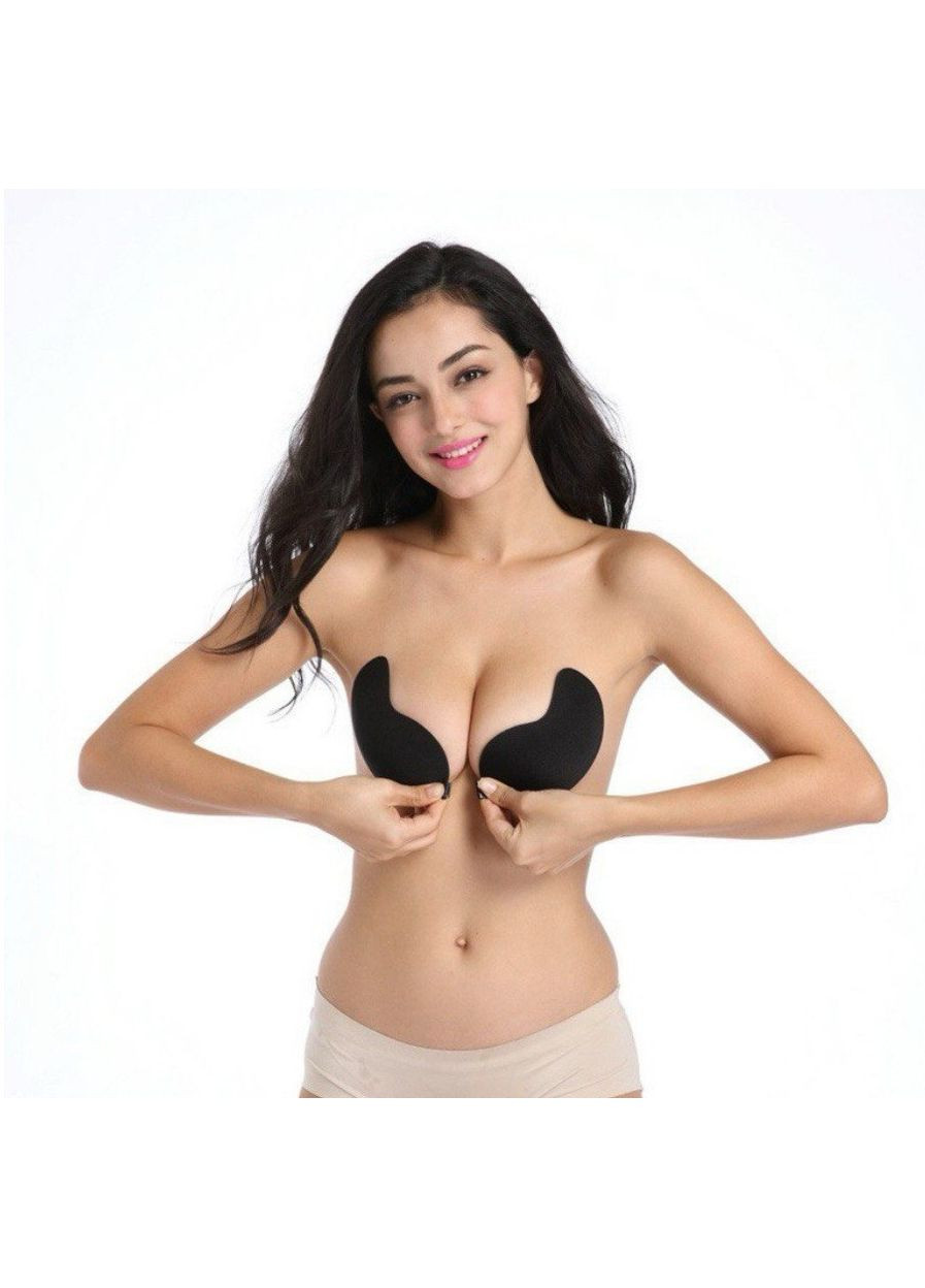 Чёрный бюстгальтер на силиконовой основе No Brand без косточек