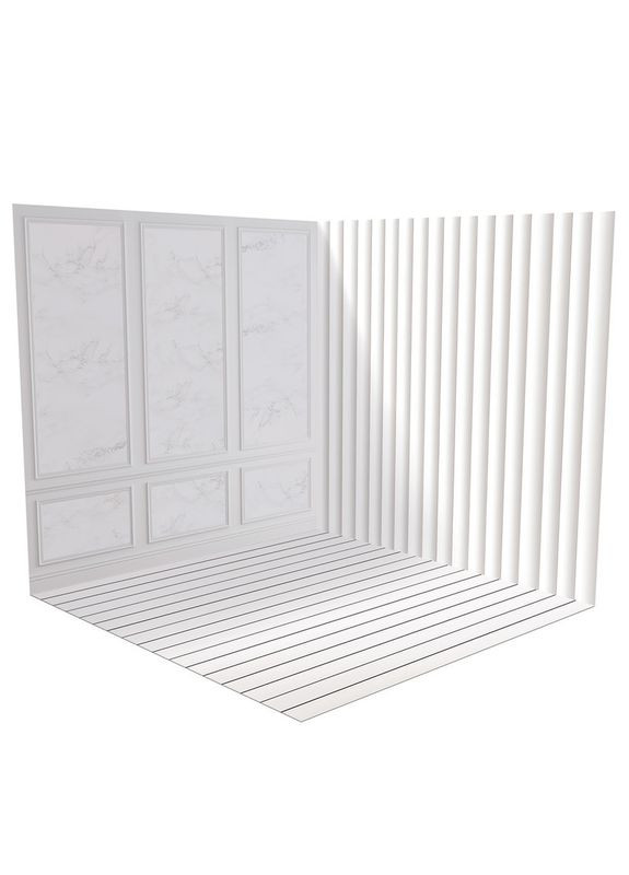 Виниловый фотофон 3D для съёмки, классическая панель и белая рейковая стена, пол белая доска, 70×70 см, №58352 PhotoVinyl (354369057)