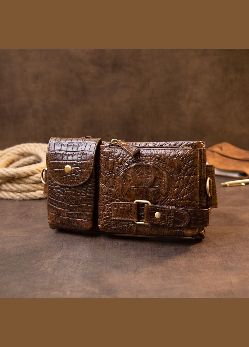 Бананка поясная под кожу рептилии унисекс 20401 Vintage (298568897)