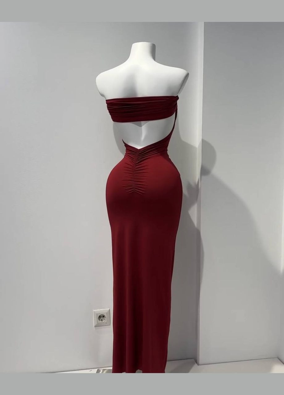 Красное вечернее платье футляр No Brand однотонное