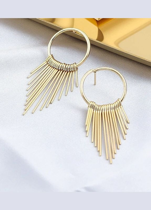 Стильные золотистые серьги кольца с бахромой, 1396 Fashion Jewelry (336950253)