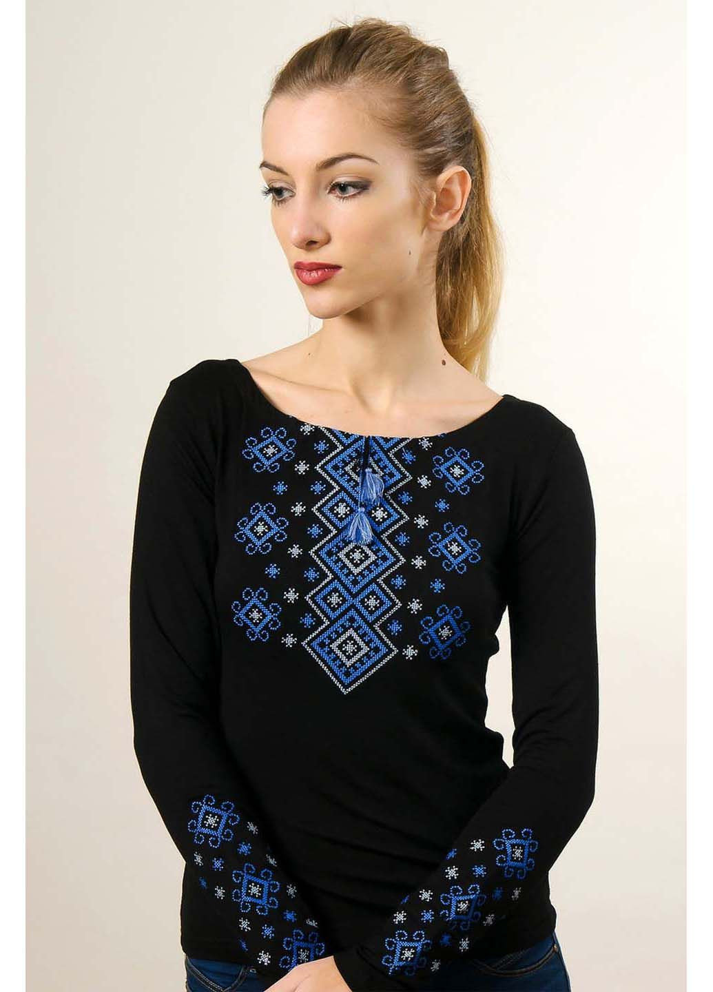 Чорна жіноча вишиванка Melanika візерунок українська символіка віскоза, еластан (363318628)