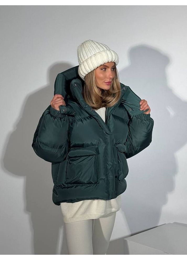 Смарагдова куртка пуфер beze колір смарагд milirud