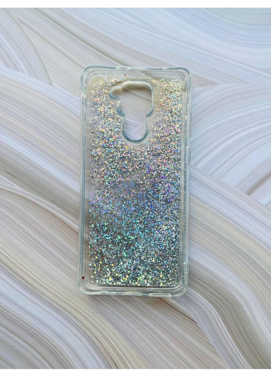 Силіконовий чохол з плаваючими блискітками на Xiaomi Redmi Note 9 Сріблястий Creative (360700310)
