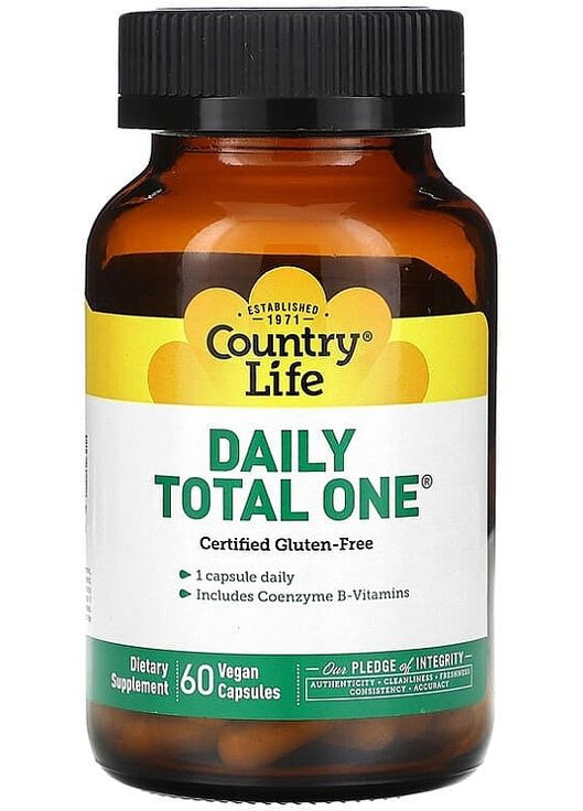 Диетическая добавка "Витамино-минеральный комплекс с железом" Daily Total One 60шт (1555604-44909800) Country Life (368650038)