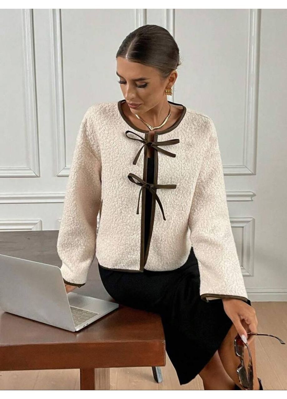 Шуба-бомбер из ткани барашек Adelante на завязках (360729327)